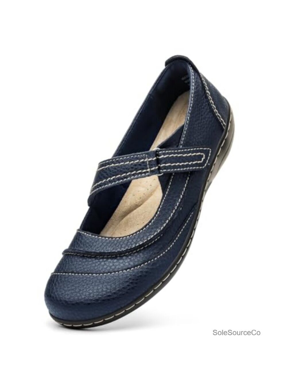 Leather Mary Jane Flats Comfortable Lightweight Business Casual Dress Shoes